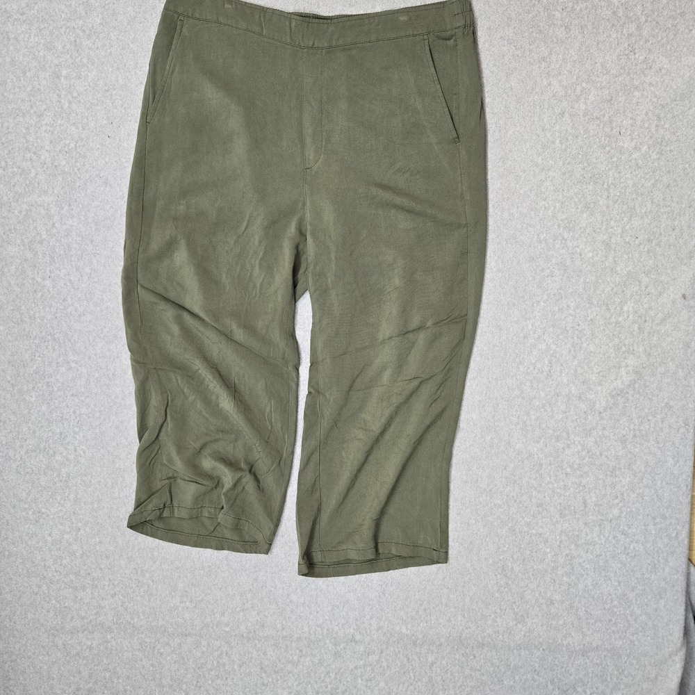 Old Navy Women Pants XL Green Cropped Pants HR PLAYA‎ WIDE Leg Relaxed